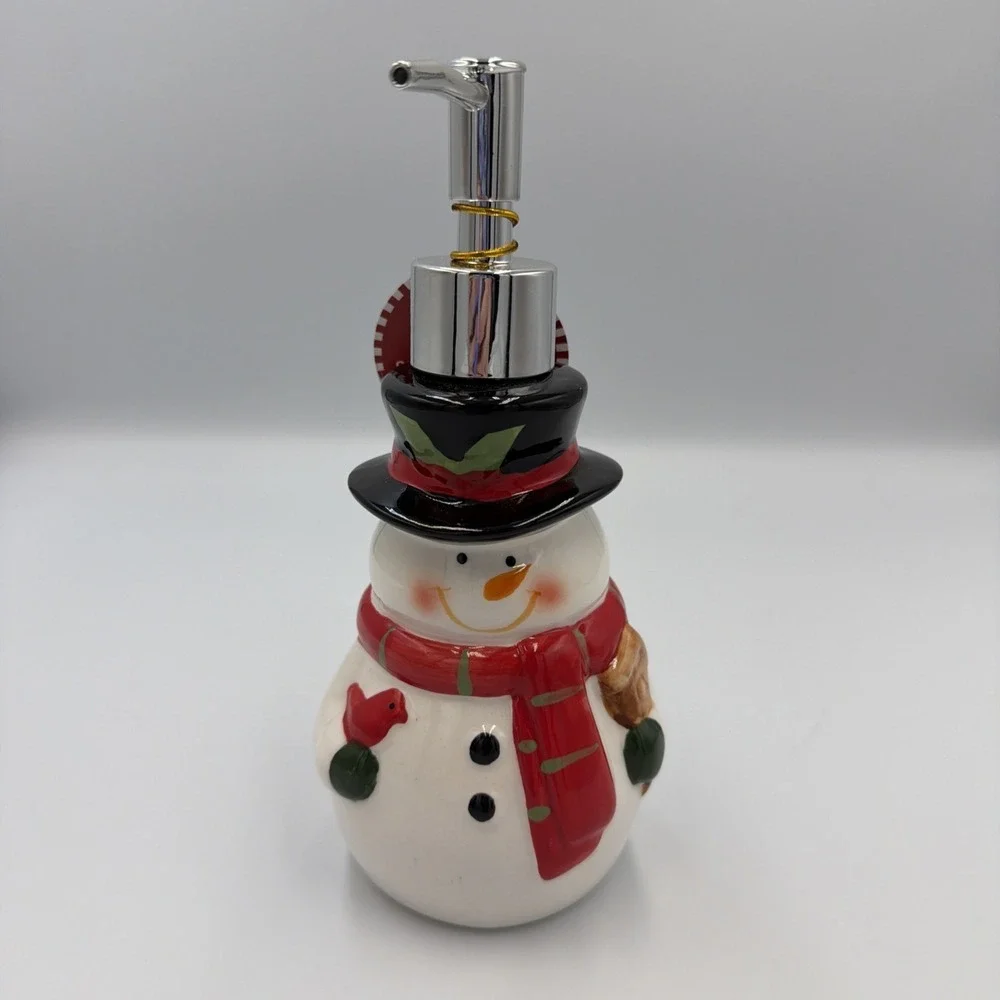 Snowman Soap Dispenser Christmas Bathroom Decor. New Never Used